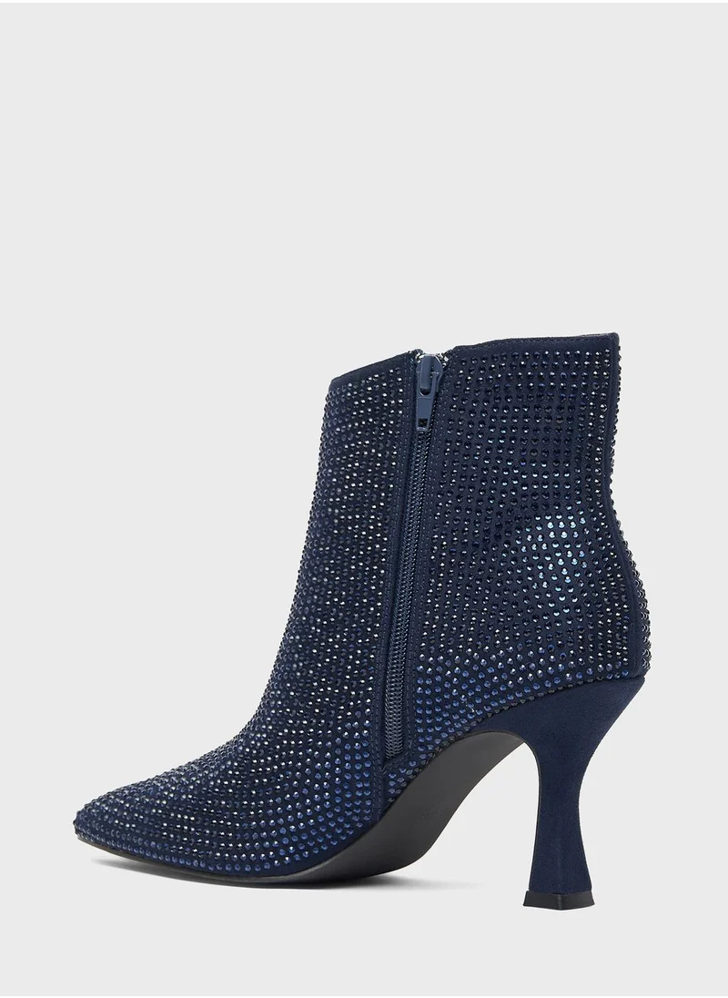 Celeste Pointed Toe Mid Heel Ankle Boots