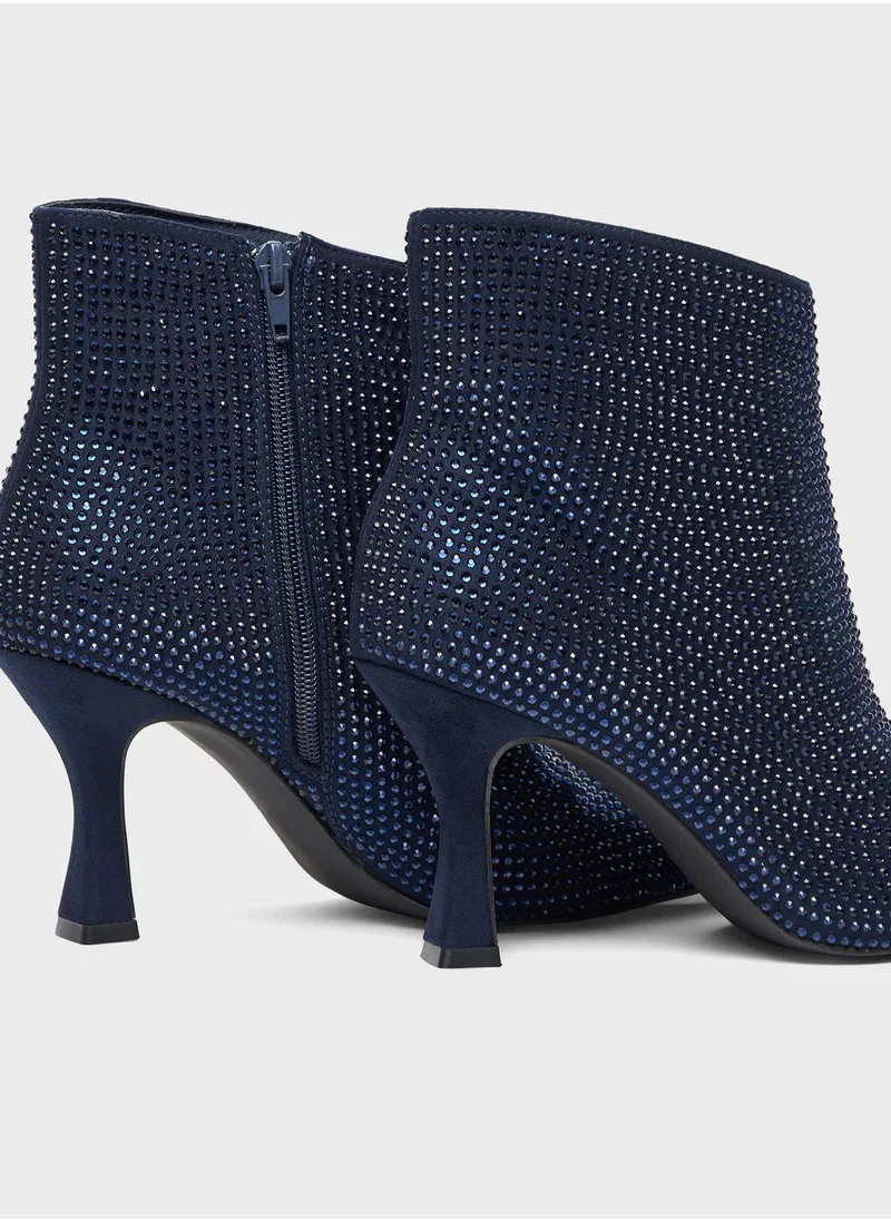 Celeste Pointed Toe Mid Heel Ankle Boots