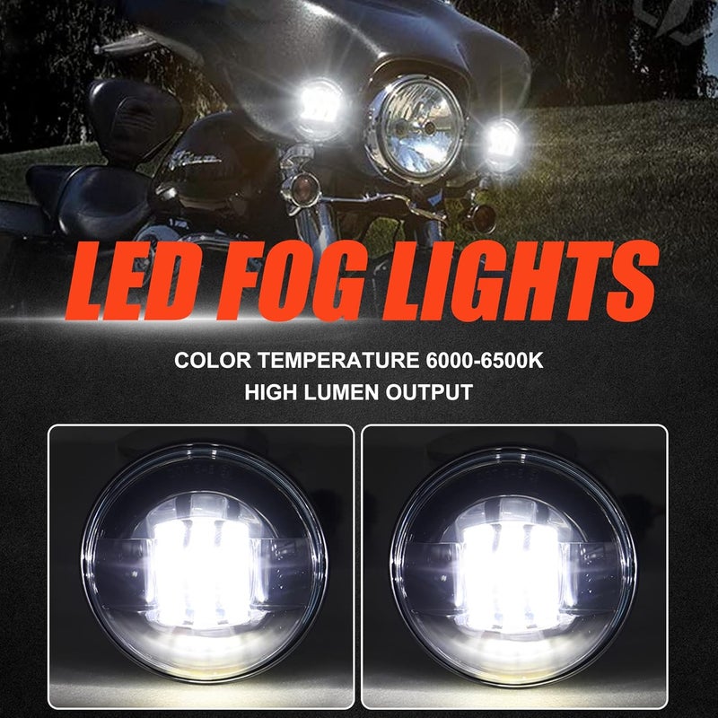 Akmties H-D Fatboy 4.5 Inch LED Fog Light - Black Motorcycle Auxiliary Projector Driving Lamp - Image 2