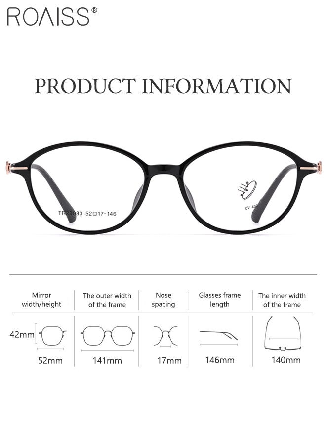رويس نظارات نسائية مضادة للأشعة فوق البنفسجية والوهج مع فلتر للضوء الأزرق، نظارات كمبيوتر بيضاوية الشكل مضادة لإجهاد العين والصداع، لون أسود وذهبي وردي - Image 3