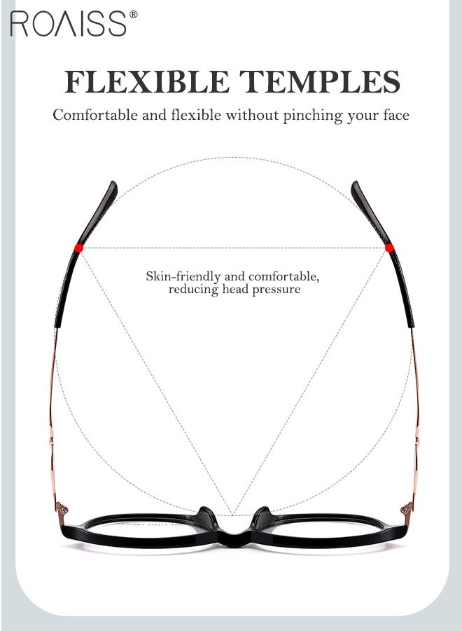 رويس نظارات نسائية مضادة للأشعة فوق البنفسجية والوهج مع فلتر للضوء الأزرق، نظارات كمبيوتر بيضاوية الشكل مضادة لإجهاد العين والصداع، لون أسود وذهبي وردي - Image 4