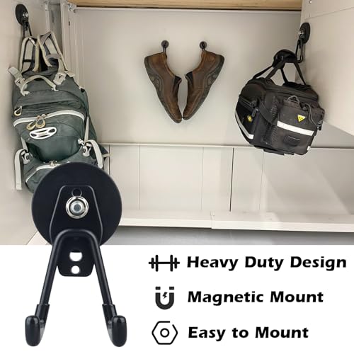 MUTUACTOR Heavy Duty Magnetic Hook,2PCS Anti-Slip Storage Magnet Hooks for Organizer, Magnetic Mount Garage Double Utility Hooks Hanging Impact Drivers Garden Hoses Hardware Box - Image 4