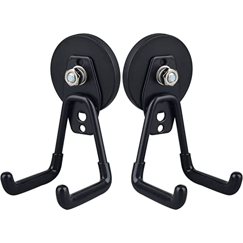 MUTUACTOR Heavy Duty Magnetic Hook,2PCS Anti-Slip Storage Magnet Hooks for Organizer, Magnetic Mount Garage Double Utility Hooks Hanging Impact Drivers Garden Hoses Hardware Box - Image 1
