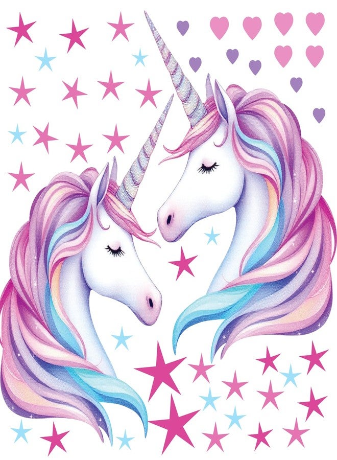 Wrapco (48 Pack) Unicorn Wall Decal | (2) Unicorn Wall Stickers Large | Birthday Party Favors Wall Art Poster Decal Decorations - Image 1