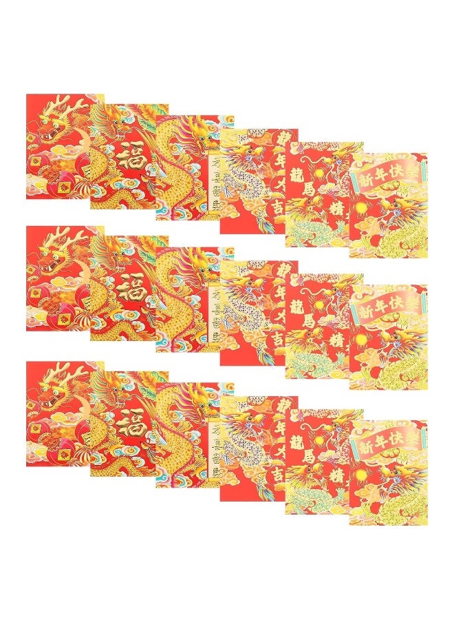 2024 Chinese New Year Red Envelopes - Large Dragon Year Lucky  Packets, Perfect for Lunar New Year, Spring Festival & Weddings, Red & Gold Design (C) - Image 1