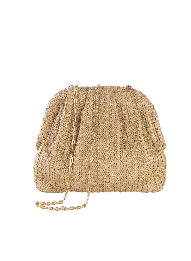 Fecialy Straw Clutch Purse for Women Summer Beach Bag Dumpling Clutch Straw Crossbody Bag Beach Woven Rattan Bag - Image 1