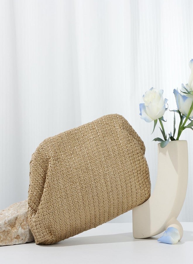 Fecialy Straw Clutch Purse for Women Summer Beach Bag Dumpling Clutch Straw Crossbody Bag Beach Woven Rattan Bag - Image 3