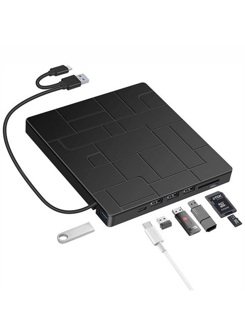 7-in-1 Optical Drive Mobile External Computer Burns Optical Drive Multi-function External Drive Burner Reads TF Card SD Card