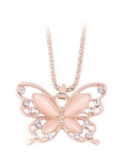 Rhinestone Studded Butterfly Pendant Necklace
