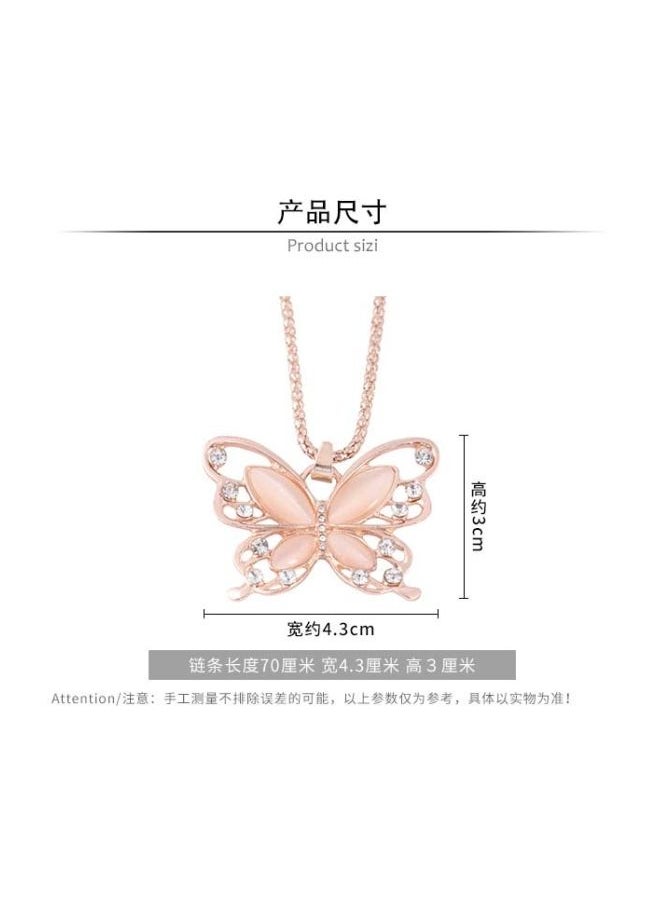 NIBEMINENT - Rhinestone Studded Butterfly Pendant Necklace - Image 1