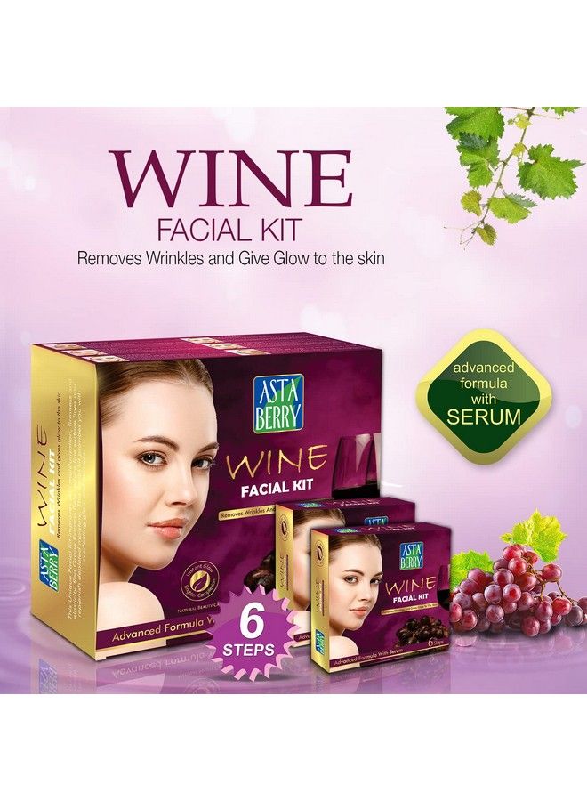 Astaberry Wine Professional Facial Kit 12 Pouch Set (6 Steps) For All Skin Types Remove Wrinkles & Glowing Skin Goodness Of Red Grape Extracts Aloe Vera Extract & Olive Oil - Image 3