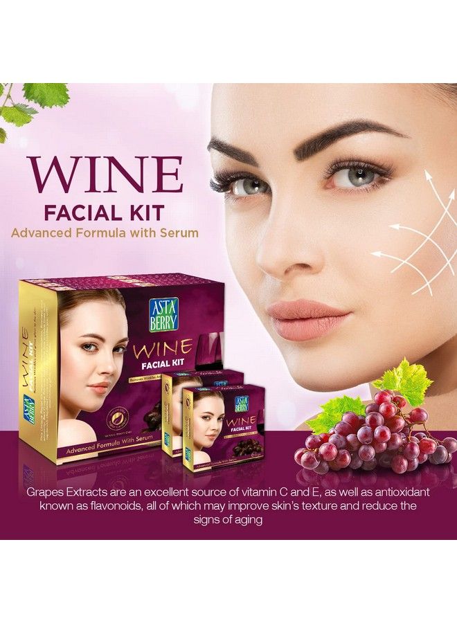 Astaberry Wine Professional Facial Kit 12 Pouch Set (6 Steps) For All Skin Types Remove Wrinkles & Glowing Skin Goodness Of Red Grape Extracts Aloe Vera Extract & Olive Oil - Image 4