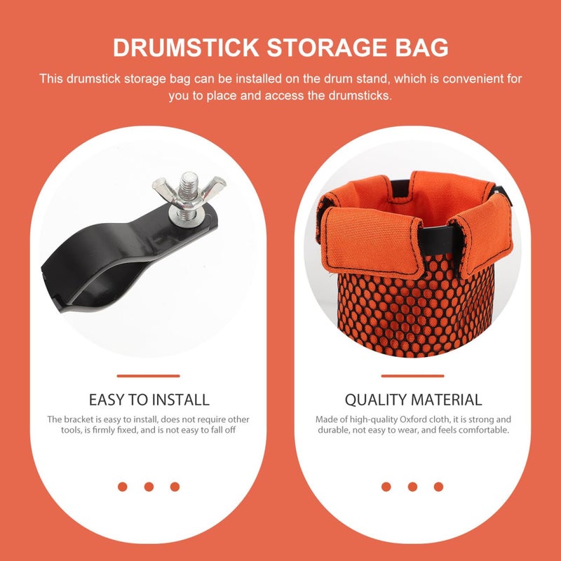 Waterproof Drumstick Bag With Padded Interior Detachable Mesh Pocket Orange Storage Case - Image 5