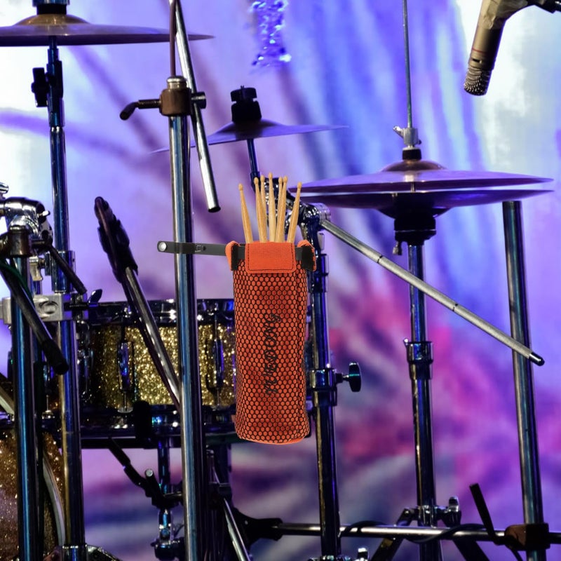 Waterproof Drumstick Bag With Padded Interior Detachable Mesh Pocket Orange Storage Case - Image 4