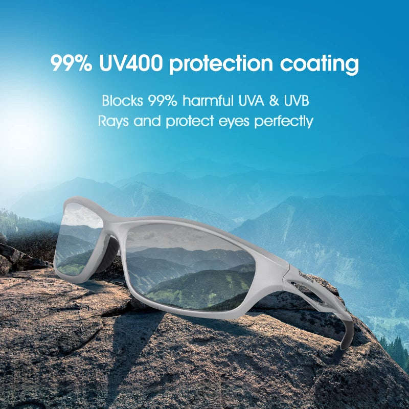 Duduma Polarized Sports Sunglasses for Men Women Running Cycling Fishing Golf Driving Shades Sun Glasses Tr90 (silver/black) - Image 2