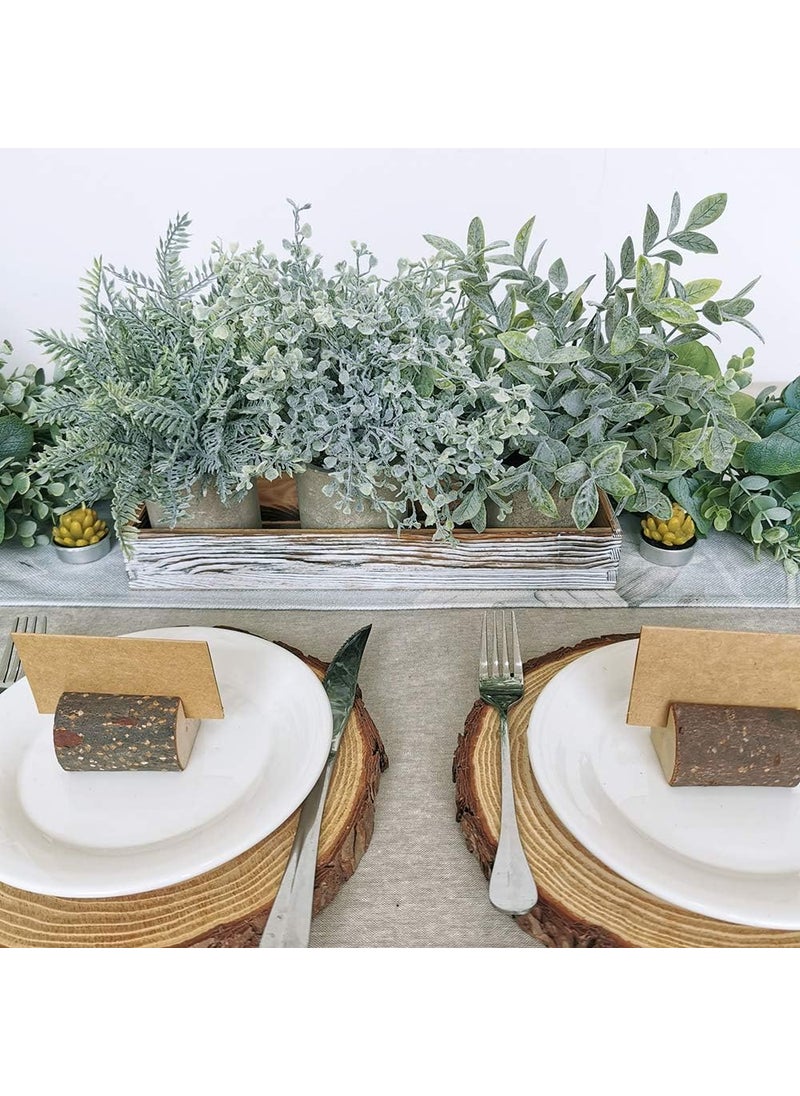 Winlyn Winlyn 3 Pack Potted Plants Artificial Eucalyptus Boxwood Fern Greenery in Pots with Wood Planter Box for Farmhouse Cabinets Bath Table Bathrooms Mantle  - Image 4