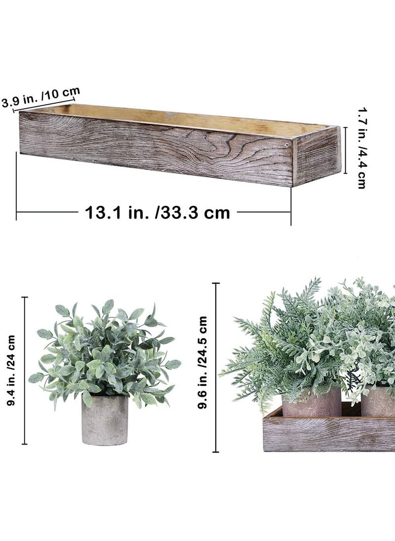 Winlyn Winlyn 3 Pack Potted Plants Artificial Eucalyptus Boxwood Fern Greenery in Pots with Wood Planter Box for Farmhouse Cabinets Bath Table Bathrooms Mantle  - Image 3