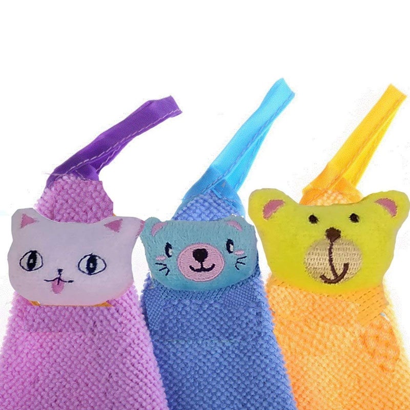 Magnusdeal Animal Design Hand Towel- Set of 4 Hanging Hand Towel for Home Kitchen Bathroom Office Microfiber Absorbent Cute Designed Hand Towel for Kitchen and Bathroom - Image 2