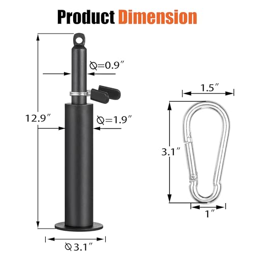 SERTT Weight Loading Pin fit 1 inch Standard and 2 inch Olympic Weight Plate, Gym Pin for Weight Stack with Heavy-Duty Carabiner, Weight Pin Attachment for Cable Pulley System LAT Pulldown - Image 3
