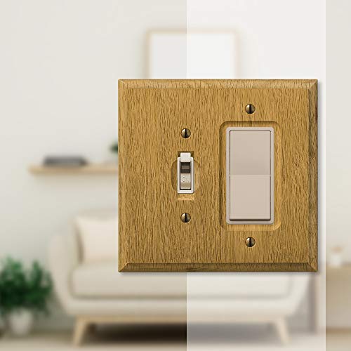 AMERELLE 4025TR Traditional Single Toggle/Single Rocker Wood Wallplate in Light Oak - Image 3