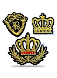 Daily Crafts Daily Crafts 3 Embroidered Patches Black Base Hot Fix Glue Embroidery Cloth Paste Ironon Patch DIY Clothes Sticker Trim Embellishments Applique 
