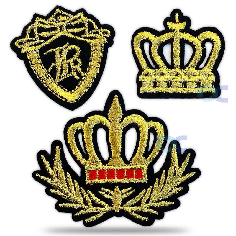 Daily Crafts Daily Crafts 3 Embroidered Patches Black Base Hot Fix Glue Embroidery Cloth Paste Ironon Patch DIY Clothes Sticker Trim Embellishments Applique