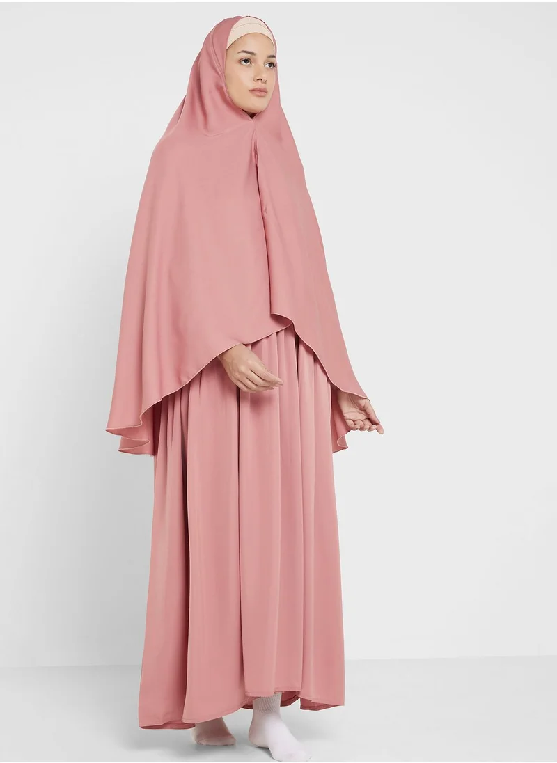 Khizana Prayer Dress With Puff Sleeve Detail