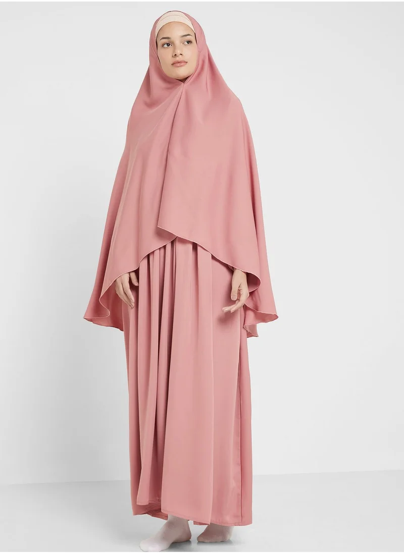 Khizana Prayer Dress With Puff Sleeve Detail