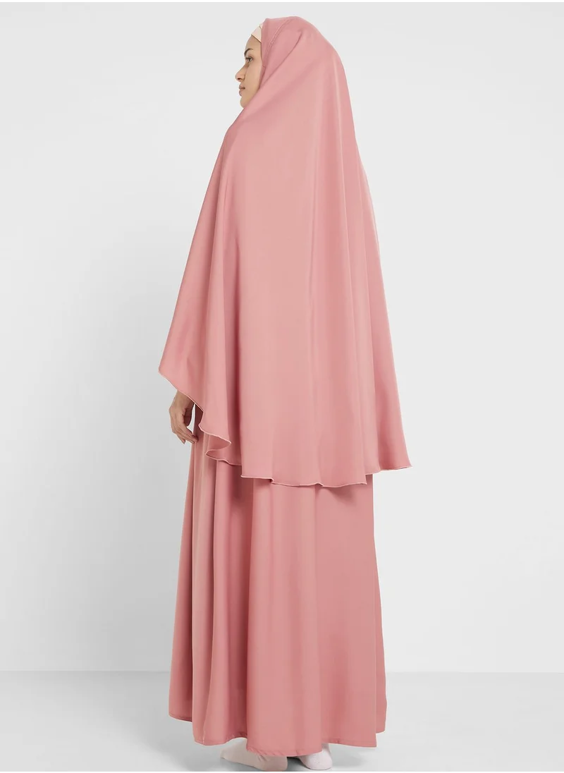 Khizana Prayer Dress With Puff Sleeve Detail