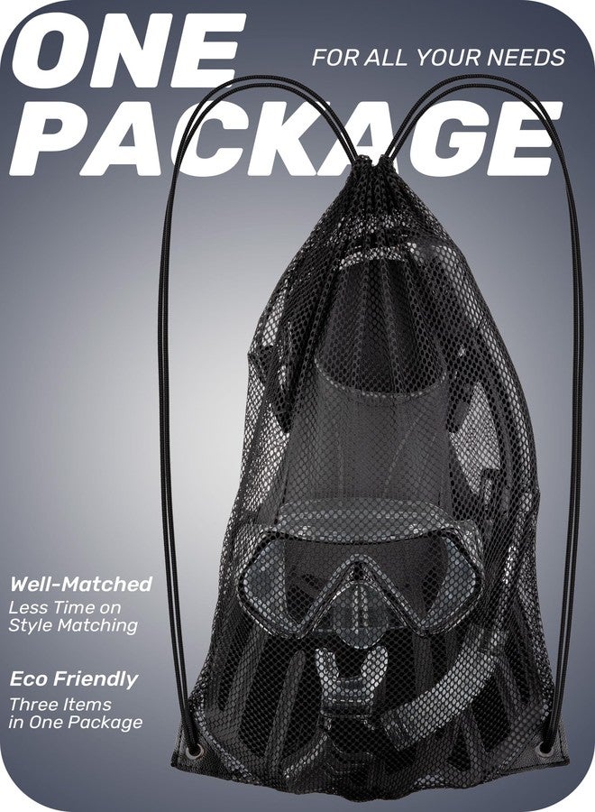 CAPAS Snorkel Mask Fins Set, Travel Size Snorkeling Gear for Adults with Short Fins, Scuba Diving Mask and Dry Top Snorkel (Black Grey, S/M (US Men 6-8.5 / Women 7-9.5)) - Image 2