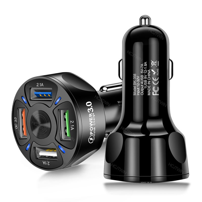 شاحن سيارات صغير 12-32V أبيض 4 في 1 شحن سريع 7 أمبير/35 واط - محول شاحن سيارات بنسبة تحويل عالية لهواتف السيارات وأجهزة اللوحيات وأجهzeichnet التسجيل أثناء القيادة - Image 4