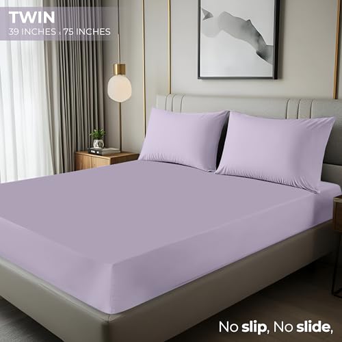 Utopia Bedding Twin Fitted Sheet Bottom Sheet Deep Pocket Soft Microfiber Shrinkage and Fade ResistantEasy Care 1 Fitted Sheet Only Lavender - Image 3