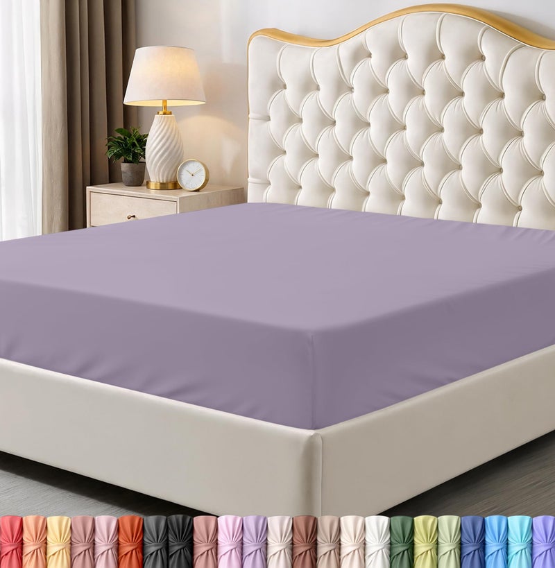 Utopia Bedding Twin Fitted Sheet Bottom Sheet Deep Pocket Soft Microfiber Shrinkage and Fade ResistantEasy Care 1 Fitted Sheet Only Lavender - Image 2
