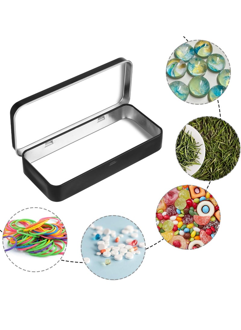 Excefore 4 Pack Metal Rectangular Hinged Tin Box Container, Tin Empty Box with Lid, Mini Tin Containers for Watercolor, Jewelry, Makeup, Candy, Craft Organize(5.12 x 2.36 x 0.79 Inch)  - Image 2