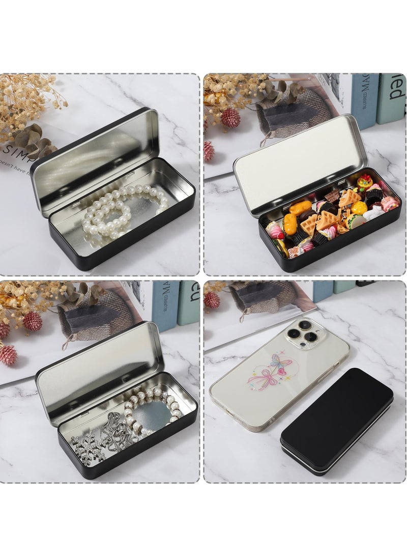 Excefore 4 Pack Metal Rectangular Hinged Tin Box Container, Tin Empty Box with Lid, Mini Tin Containers for Watercolor, Jewelry, Makeup, Candy, Craft Organize(5.12 x 2.36 x 0.79 Inch)  - Image 3