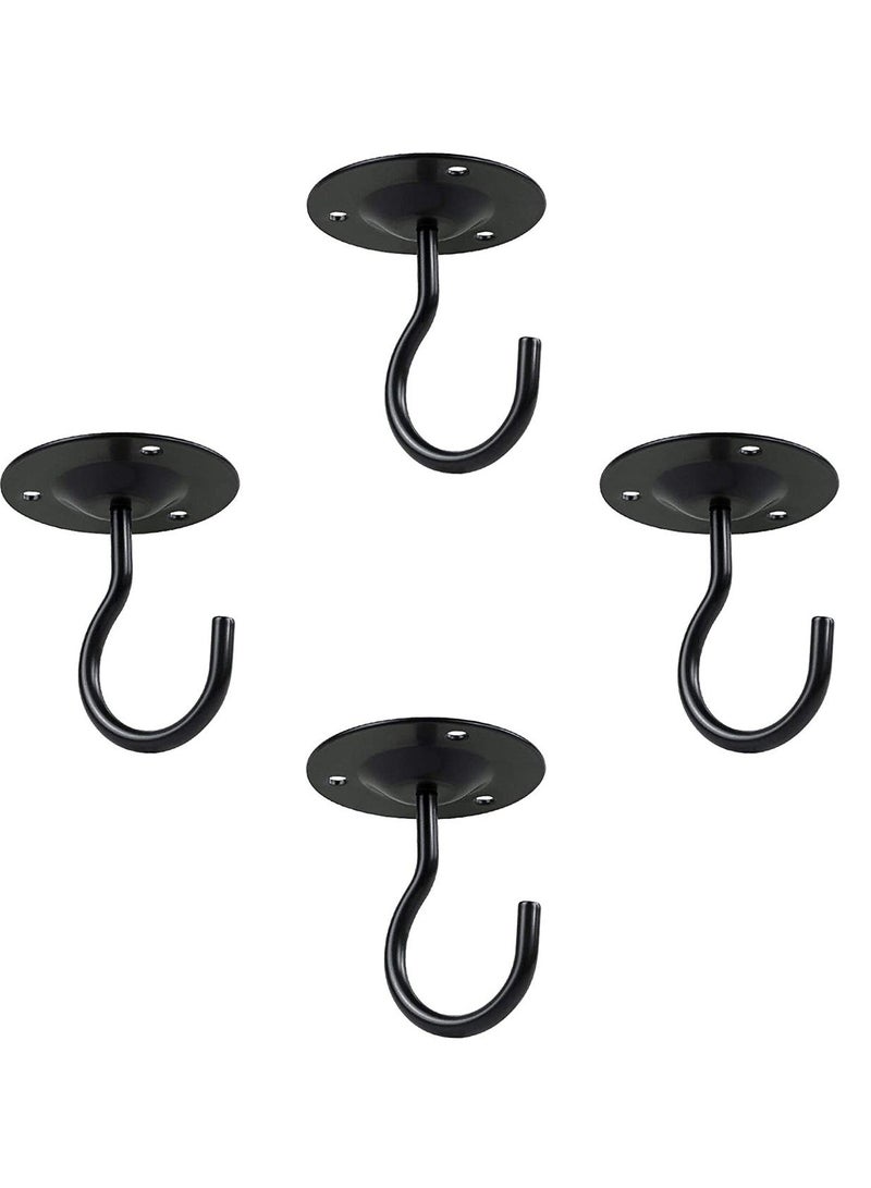 Ceiling Hooks,Premium Heavy Duty Metal Hangers, Wall Mount Hangers for Hanging Bird Feeders, Planters, Lanterns, Artworks, String Lights, Wind Chimes, Baskets, 4PCS Black  - Image 1