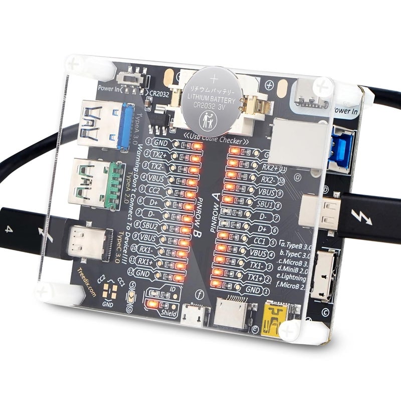 Treedix لوحة اختبار كابل USB من ، كابل اختبار USB مع صندوق أكريليك، كابل شحن وبيانات من نوع Type-C وMicro وType A وType B - Image 5