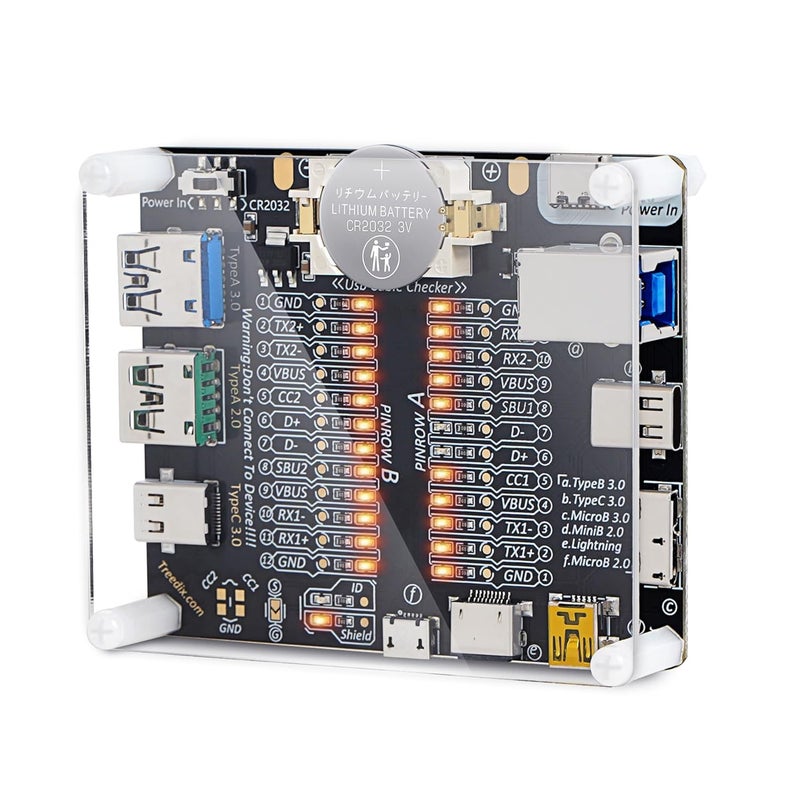 Treedix لوحة اختبار كابل USB من ، كابل اختبار USB مع صندوق أكريليك، كابل شحن وبيانات من نوع Type-C وMicro وType A وType B - Image 1
