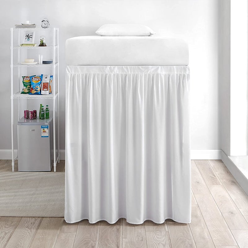 Yarns of Cotton Dorm Room Bed Skirt - College Dorm Bed Skirt - Long Bed Skirt Dorm - Extra Long Dorm Room Bed Skirt - Elegant Design Brushed Microfiber - 1000 Series Bedskirts - Twin-XL - 36"" Drop  White - Image 3