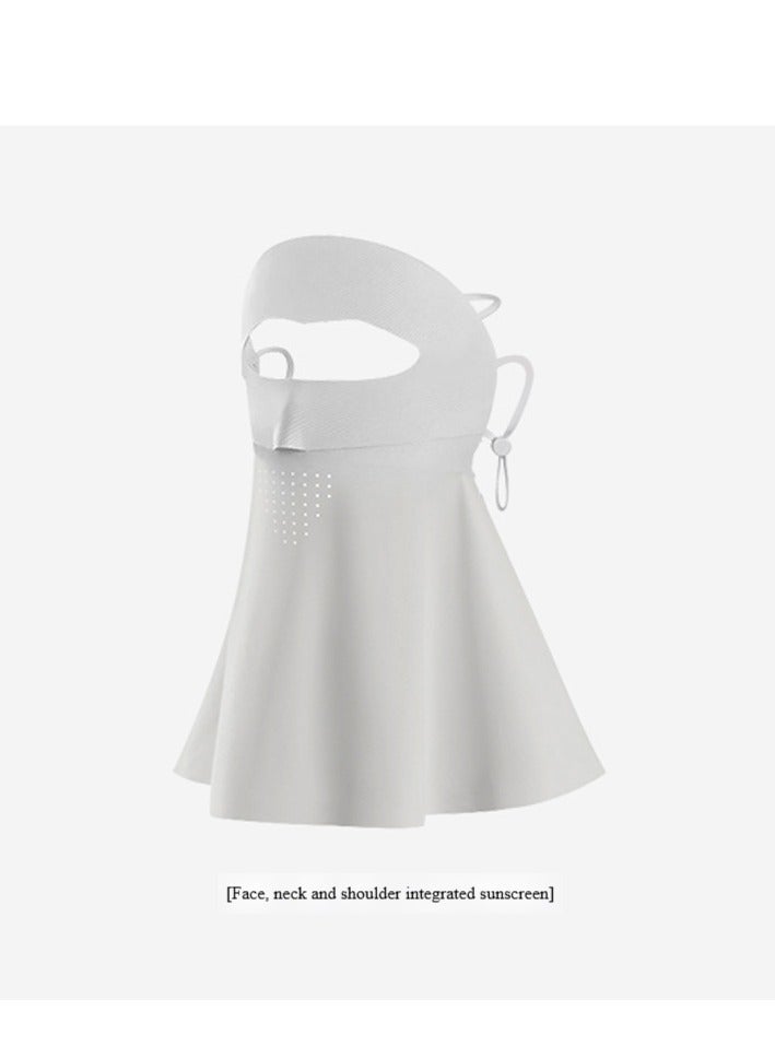 بالاكلافا من الحرير الجليدي الرمادي الفاتح لحماية من الأشعة فوق البنفسجية - قناع شمس كامل الوجه مع واقي رقبة، قابل للتنفس بالشبك، وأقواس أذن قابلة للتعديل للأنشطة الخارجية الصيفية - Image 2
