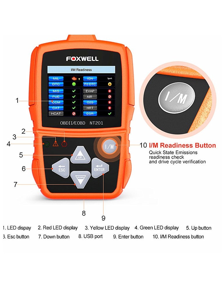 Foxwell - OBD OBD2 Auto Scanner Automotive OBDII Code Reader Diagnostic-Tool for Multi Brand Cars OBD 2 Diagnosis - Image 1