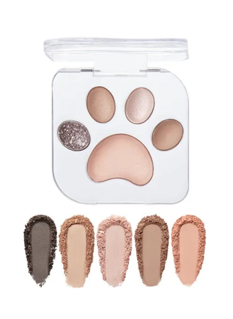 MilleFee - Adorable Meow Paws Eyeshadow Palette 5 Shades All-in-one Glitter Makeup Palette 04 Kimagure - Image 1
