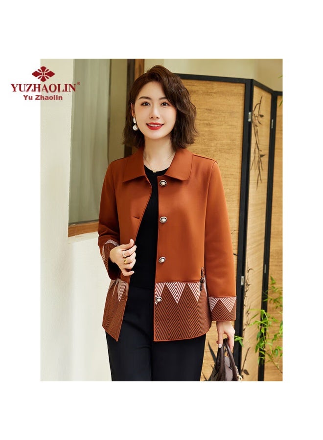 Yuzhaolin Middle-aged And Elderly Women's Spring And Autumn Jacket, Elegant Mother's Outerwear Y243u3013 - Image 1