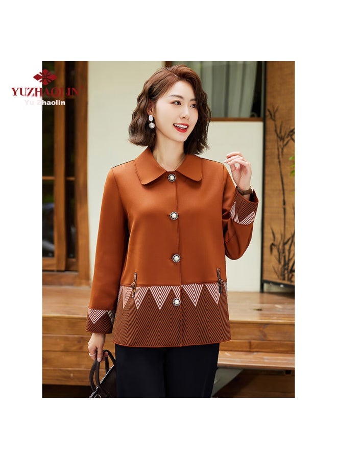 Yuzhaolin Middle-aged And Elderly Women's Spring And Autumn Jacket, Elegant Mother's Outerwear Y243u3013 - Image 2