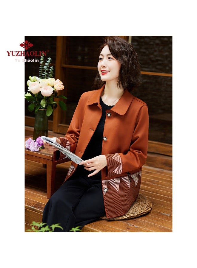 Yuzhaolin Middle-aged And Elderly Women's Spring And Autumn Jacket, Elegant Mother's Outerwear Y243u3013 - Image 3