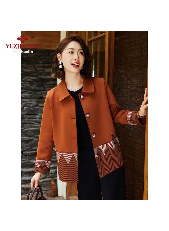 Yuzhaolin Middle-aged And Elderly Women's Spring And Autumn Jacket, Elegant Mother's Outerwear Y243u3013 - Image 4