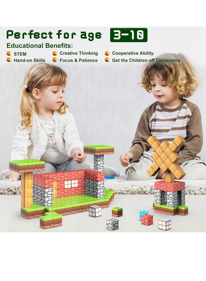 Beauenty 100PCS Magnetic Blocks, Kids Magnet Buliding Cube Set, STEM Educational Stacking Toys, Montessori Toys Birthday Gifts for Girls Boys - Image 2