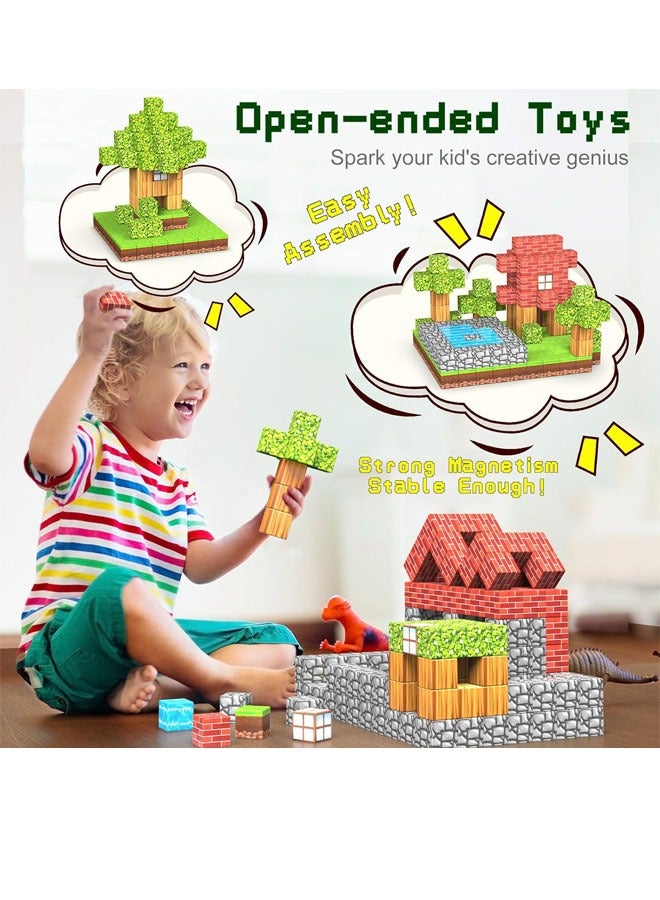 Beauenty 100PCS Magnetic Blocks, Kids Magnet Buliding Cube Set, STEM Educational Stacking Toys, Montessori Toys Birthday Gifts for Girls Boys - Image 3