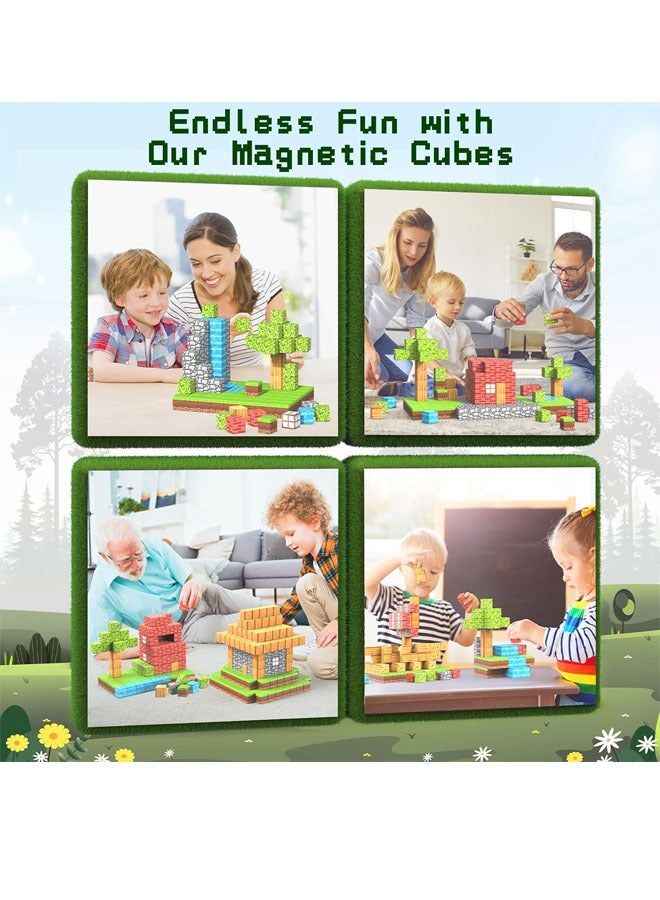 Beauenty 100PCS Magnetic Blocks, Kids Magnet Buliding Cube Set, STEM Educational Stacking Toys, Montessori Toys Birthday Gifts for Girls Boys - Image 5