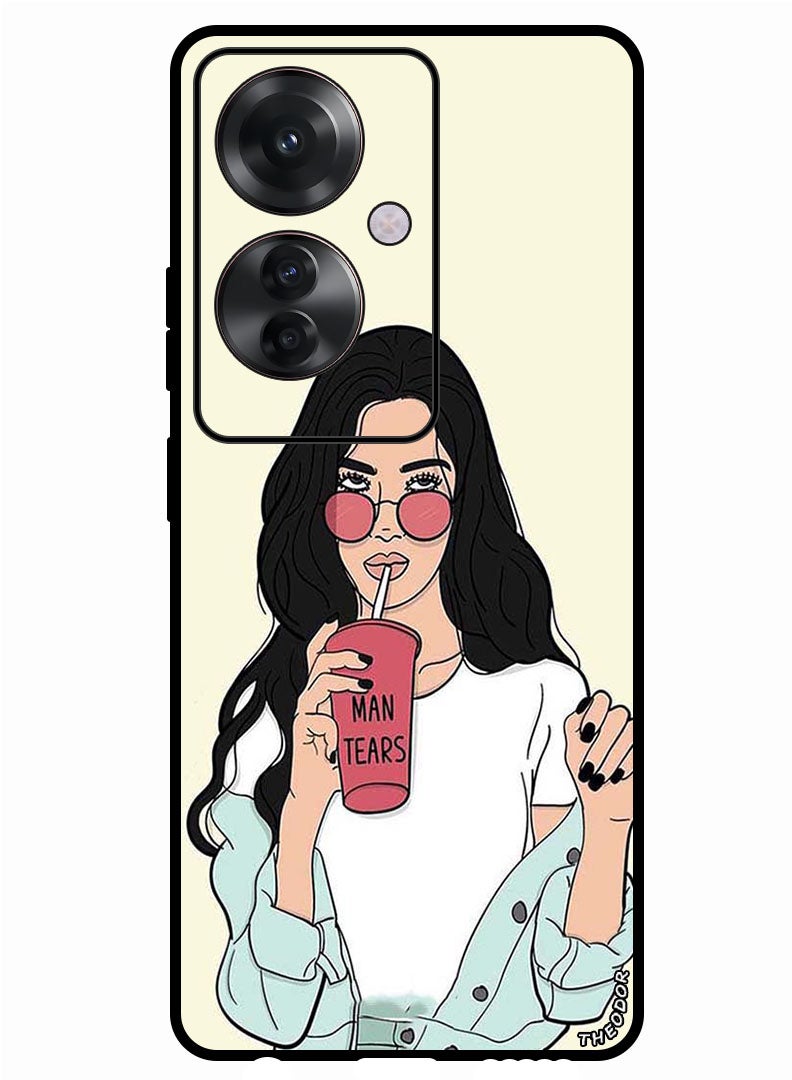 Theodor Protective Case Anti Scratch Shock Proof Bumper Cover For Oppo F25 Pro Girl Drinking Coffee - Image 1